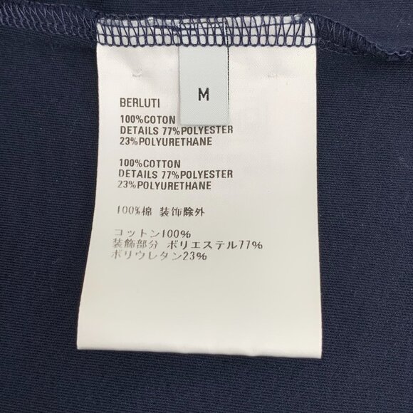 CM0379 Berluti Navy Blue Pocket T-Shirt With Logo Detail Crew Neck Short Sleeves - Picture 6 of 7
